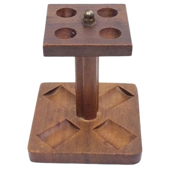 Vintage Wooden 4 Hole Pipe Stand Holder Pedestal - Picture 1 of 9